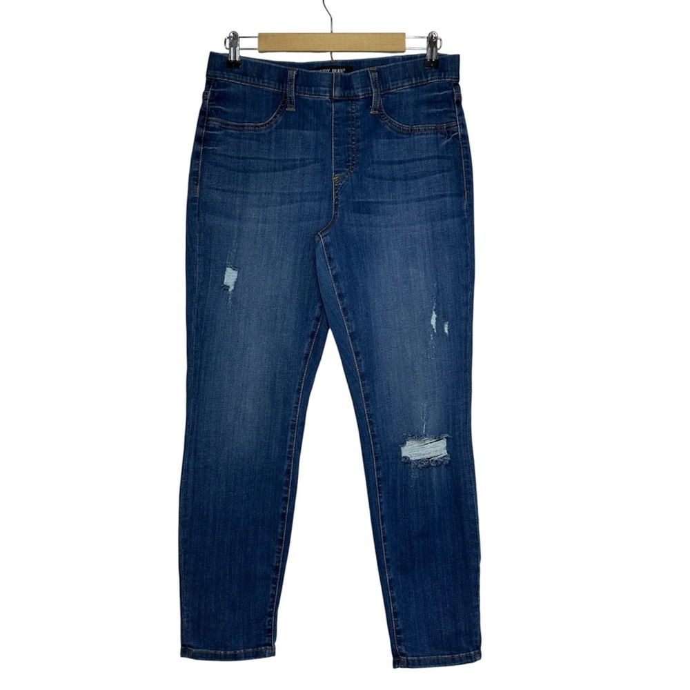 Judy Blue Boyfriend Fit Cotton Blend Medium Wash Distressed Pull up Jeans 11/30
